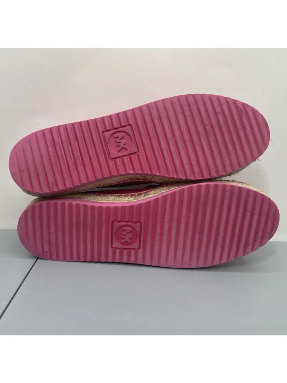 Michael Kors Hastings Espadrilles Shoes Slip On Pebbled Leather Hot Pink Women 7